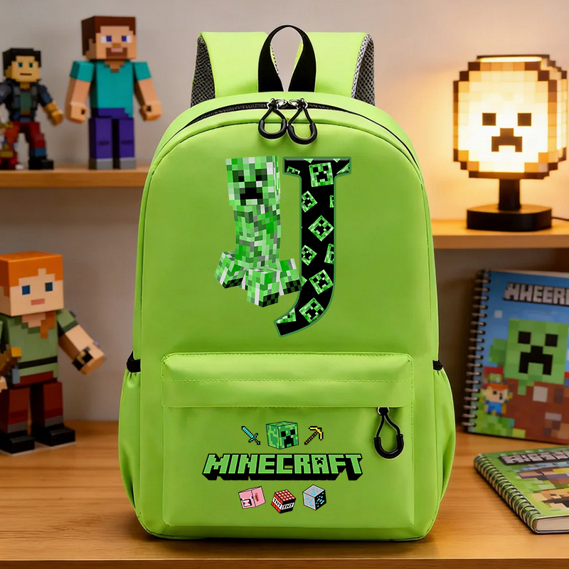 Anime Merchandise Bag - Zaino Scolastico Miner Crafting Pixel Verde